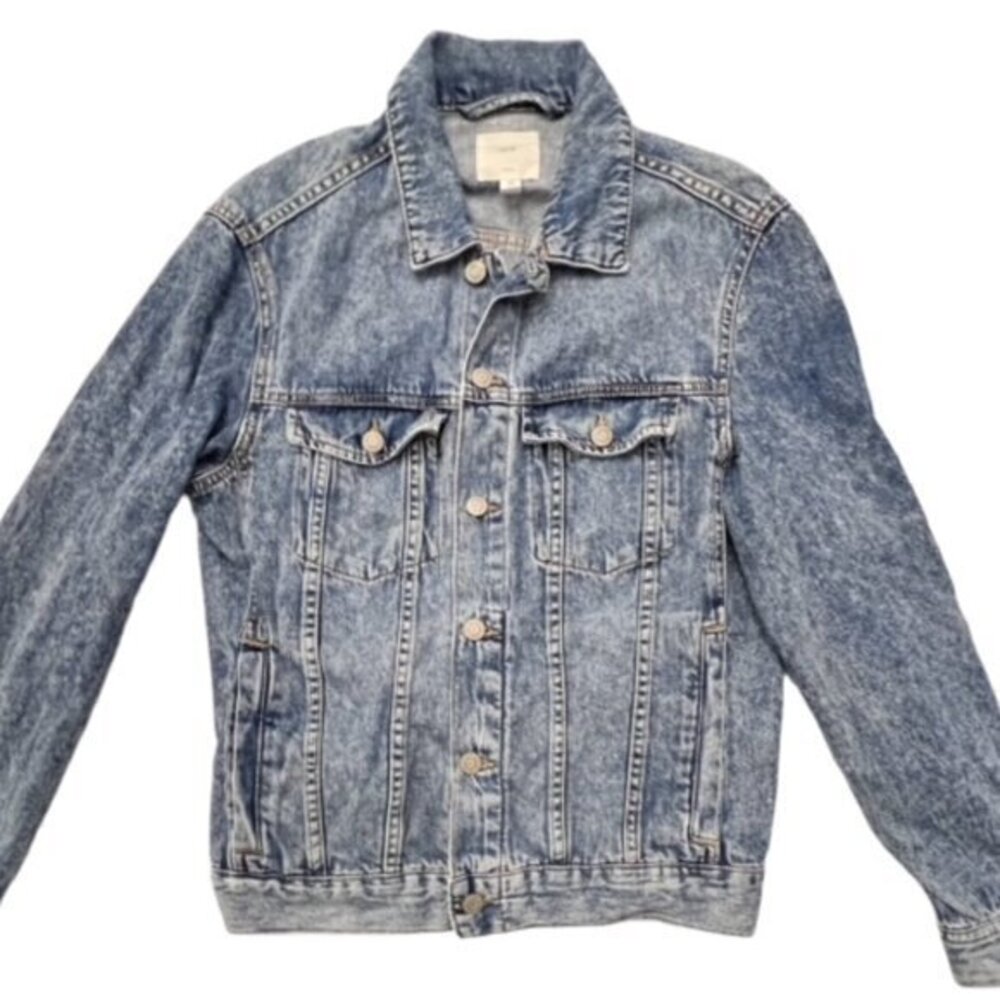 LOGG H&M Womens Jean Jacket Blue Trucker Button Up Denim Medium Wash Size Small
